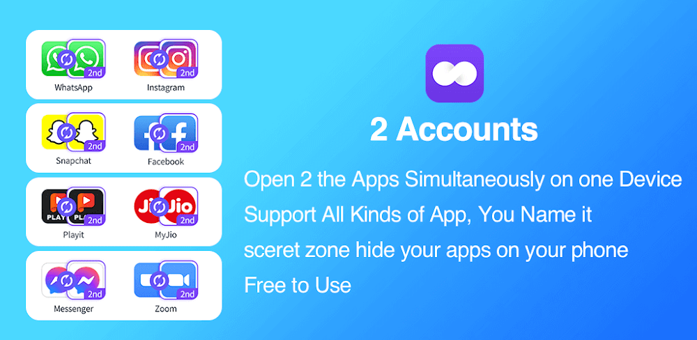 Cover Image of 2Accounts v4.3.5 MOD APK (Premium Unlocked)